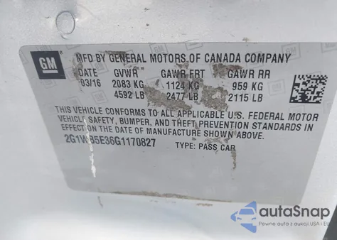 2016 Chevrolet Impala Limited Lt z USA, uszkodzony, nr VIN 2G1WB5E36G1170827